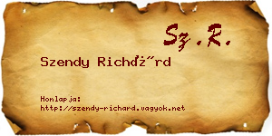 Szendy Richárd névjegykártya